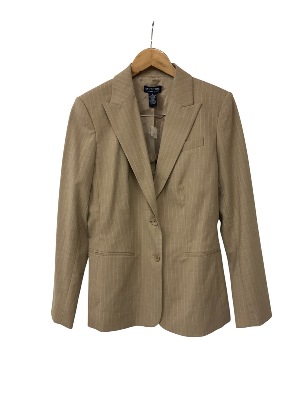 NWT Y2K Ann Taylor Brown Wool Blend Pinstripe Blazer Jacket 8